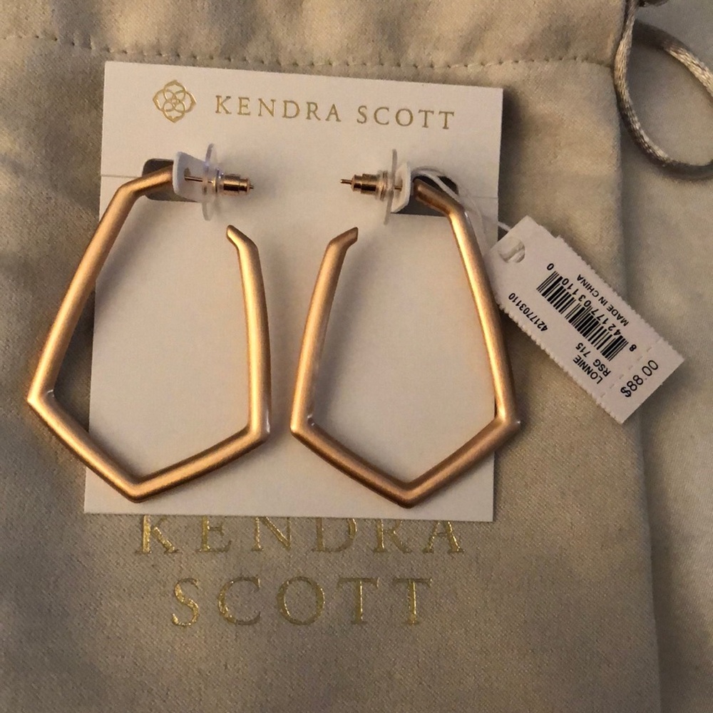 Kendra Scott Lonnie 14k Rose Gold Plated Elongated Hoop Earrings NWT & Dust Bag